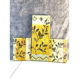 Cynthia Coluter Home Decor Canvas Wrapped Wood Print Gold/Brown Floral 3 Pc